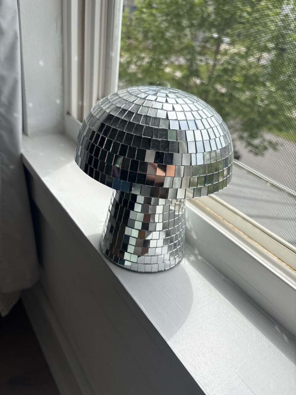 Urban Shop Silver Mirror Disco Mushroom Decor